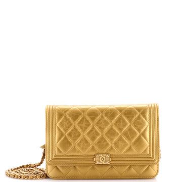 Chanel Boy Wallet on Chain Quilted Aged Calfskin