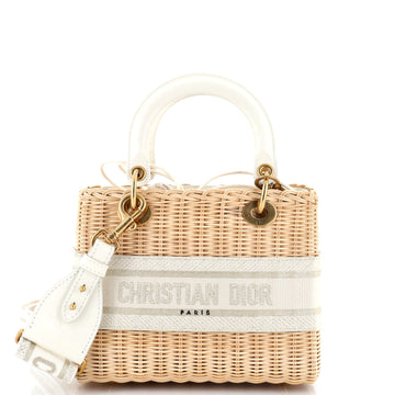 Christian Dior Lady Dior Bag Wicker and Oblique Canvas Medium