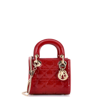 Christian Dior Lady Dior Chain Bag Cannage Quilt Patent Mini