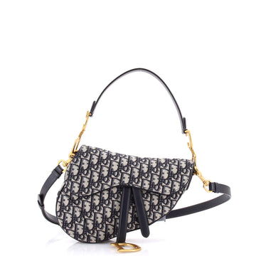 Christian Dior Saddle Handbag with Strap Oblique Canvas Medium