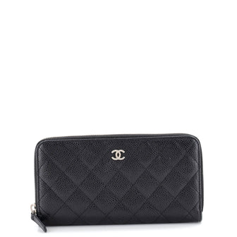 Chanel Zip Around Wallet Quilted Caviar Long
