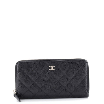 Chanel Zip Around Wallet Quilted Caviar Long