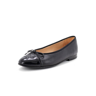 Chanel Women's CC Cap Toe Bow Ballerina Flats Leather and Patent