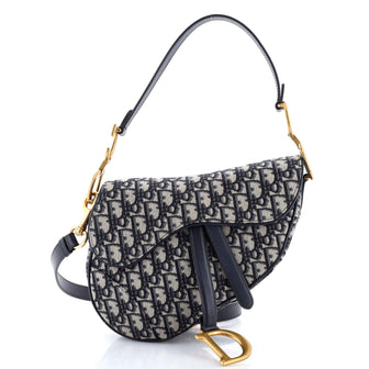 Christian Dior Saddle Handbag with Strap Oblique Canvas Medium