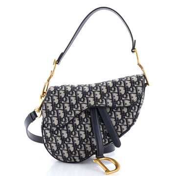Christian Dior Saddle Handbag with Strap Oblique Canvas Medium