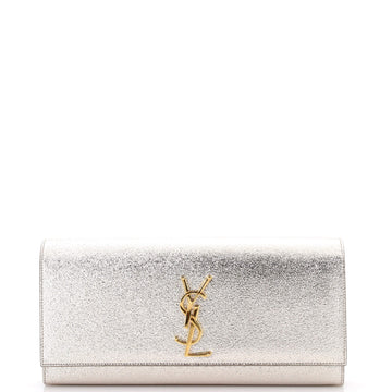 Saint Laurent Classic Monogram Clutch Metallic Calfskin Long