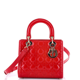 Christian Dior Lady Dior Bag Cannage Quilt Patent Medium