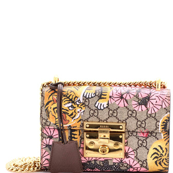 Gucci Padlock Shoulder Bag Bengal Print GG Coated Canvas Small
