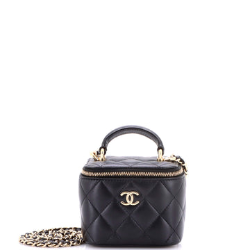 Chanel Classic Top Handle Vanity Case with Chain Quilted Lambskin Mini