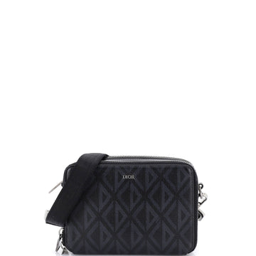Christian Dior Double Zip Crossbody Pouch CD Diamond Coated Canvas