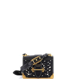 Prada Cahier Crossbody Bag Studded Laser Cut Leather Small