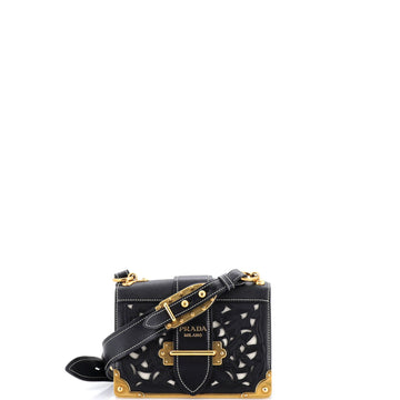 Prada Cahier Crossbody Bag Studded Laser Cut Leather Small
