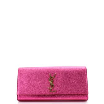 Saint Laurent Classic Monogram Clutch Metallic Calfskin Long