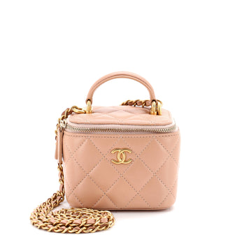 Chanel Classic Top Handle Vanity Case with Chain Quilted Lambskin Mini