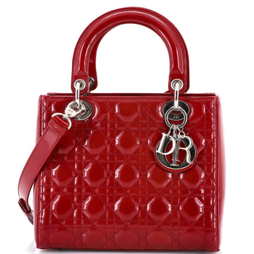 Christian Dior Lady Dior Bag Cannage Quilt Patent Medium