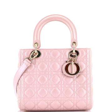 Christian Dior Lady Dior Bag Cannage Quilt Metallic Leather Medium