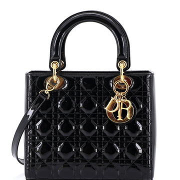 Christian Dior Lady Dior Bag Cannage Quilt Patent Medium