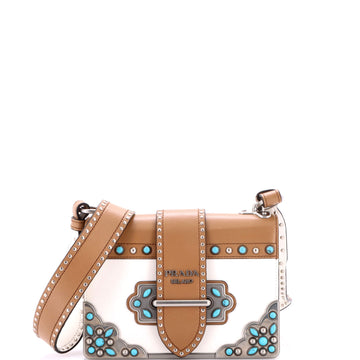 Prada Folk Cahier Crossbody Bag Studded Leather Small