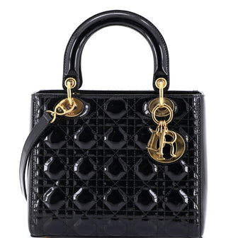 Christian Dior Lady Dior Bag Cannage Quilt Patent Medium