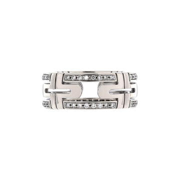 Bvlgari Parentesi Band Ring 18K White Gold and Diamonds 8mm