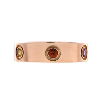 Cartier Love 6 Stone Band Ring 18K Rose Gold with Sapphires, Garnets and Amethyst