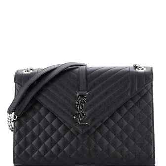Saint Laurent Classic Monogram Envelope Satchel Mixed Matelasse Leather Large