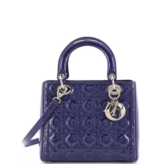 Christian Dior Lady Dior Bag Cannage Quilt Patent Medium