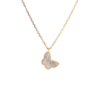 Van Cleef & Arpels Sweet Alhambra Butterfly Pendant Necklace 18K Yellow Gold and Mother of Pearl