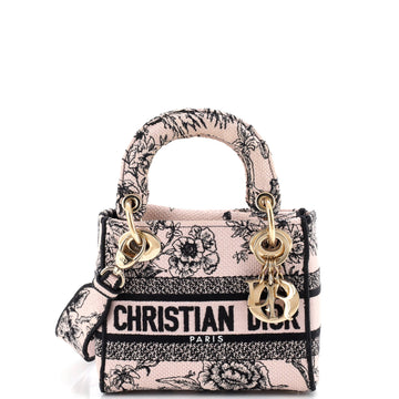 Christian Dior Lady D-Lite Bag Embroidered Canvas Mini