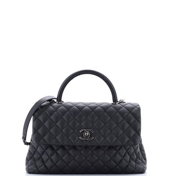 Chanel Coco Top Handle Bag Quilted Caviar Medium