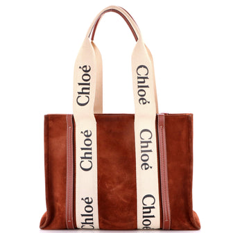 Chloe Woody Tote Suede with Canvas Medium