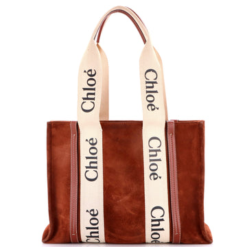 Chloe Woody Tote Suede with Canvas Medium