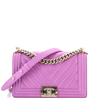 Chanel Boy Flap Bag Chevron Lambskin Old Medium