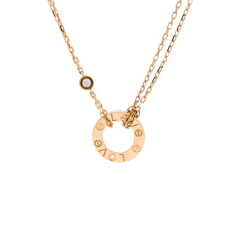 Cartier 2 Diamonds Love Pendant Necklace 18K Yellow Gold and Diamonds