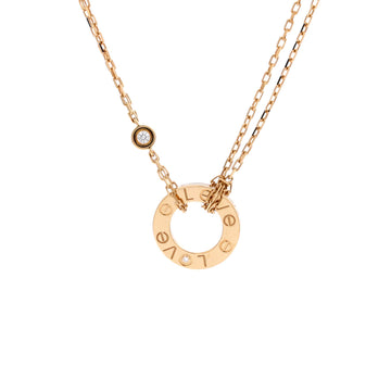 Cartier 2 Diamonds Love Pendant Necklace 18K Yellow Gold and Diamonds