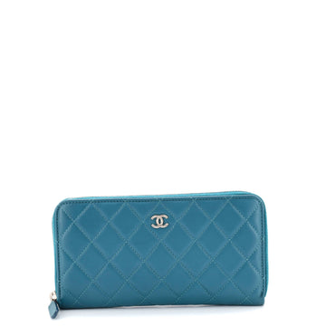 Chanel Zip Around Wallet Quilted Lambskin Long