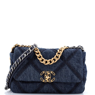 Chanel 19 Flap Bag Quilted Denim Medium