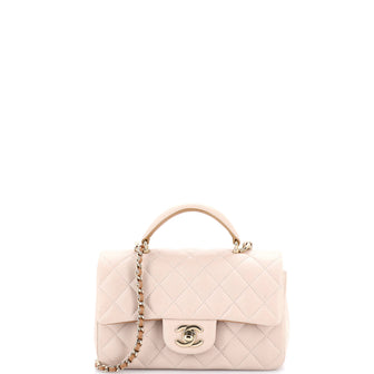 Chanel Classic Single Flap Top Handle Bag Quilted Lambskin Mini