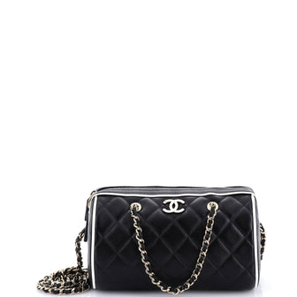 Chanel Enamel CC Bowling Clutch with Chain Quilted Lambskin