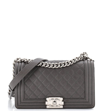 Chanel Boy Flap Bag Quilted Caviar Old Medium