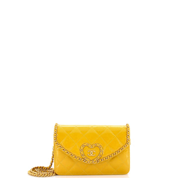 Chanel Heart Chain Wallet on Chain Quilted Patent