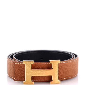 Hermes Constance Martelee H Reversible Belt Leather with Hammered Hardware Medium