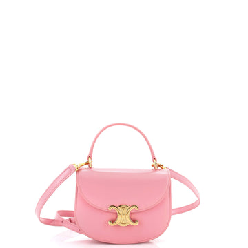 Celine Triomphe Besace Clea Top Handle Flap Bag Leather Mini