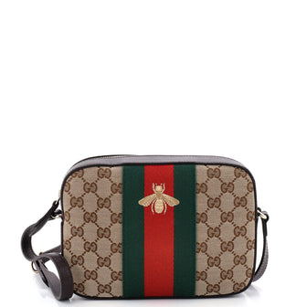 Gucci Bee Web Camera Bag GG Canvas