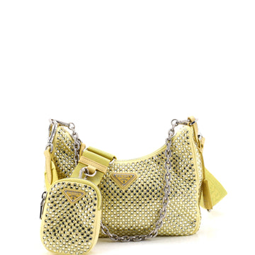Prada Re-Edition 2005 Shoulder Bag Crystal Embellished Satin Small
