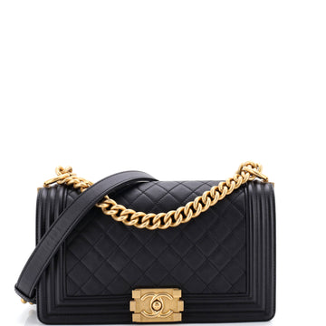 Chanel Boy Flap Bag Quilted Lambskin Old Medium