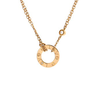 Cartier 2 Diamonds Love Pendant Necklace 18K Yellow Gold and Diamonds