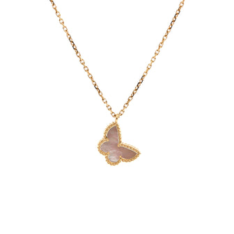 Van Cleef & Arpels Sweet Alhambra Butterfly Pendant Necklace 18K Yellow Gold and Mother of Pearl