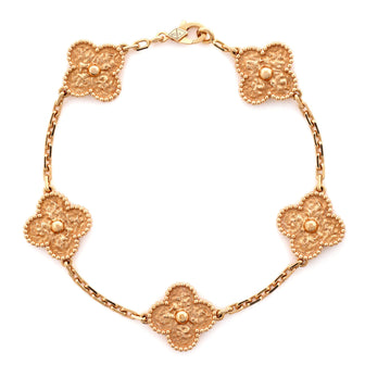 Van Cleef & Arpels Vintage Alhambra 5 Motifs Bracelet 18K Rose Gold