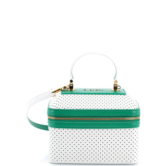 Bvlgari Serpenti Forever Top Handle Convertible Vanity Perforated Leather Small